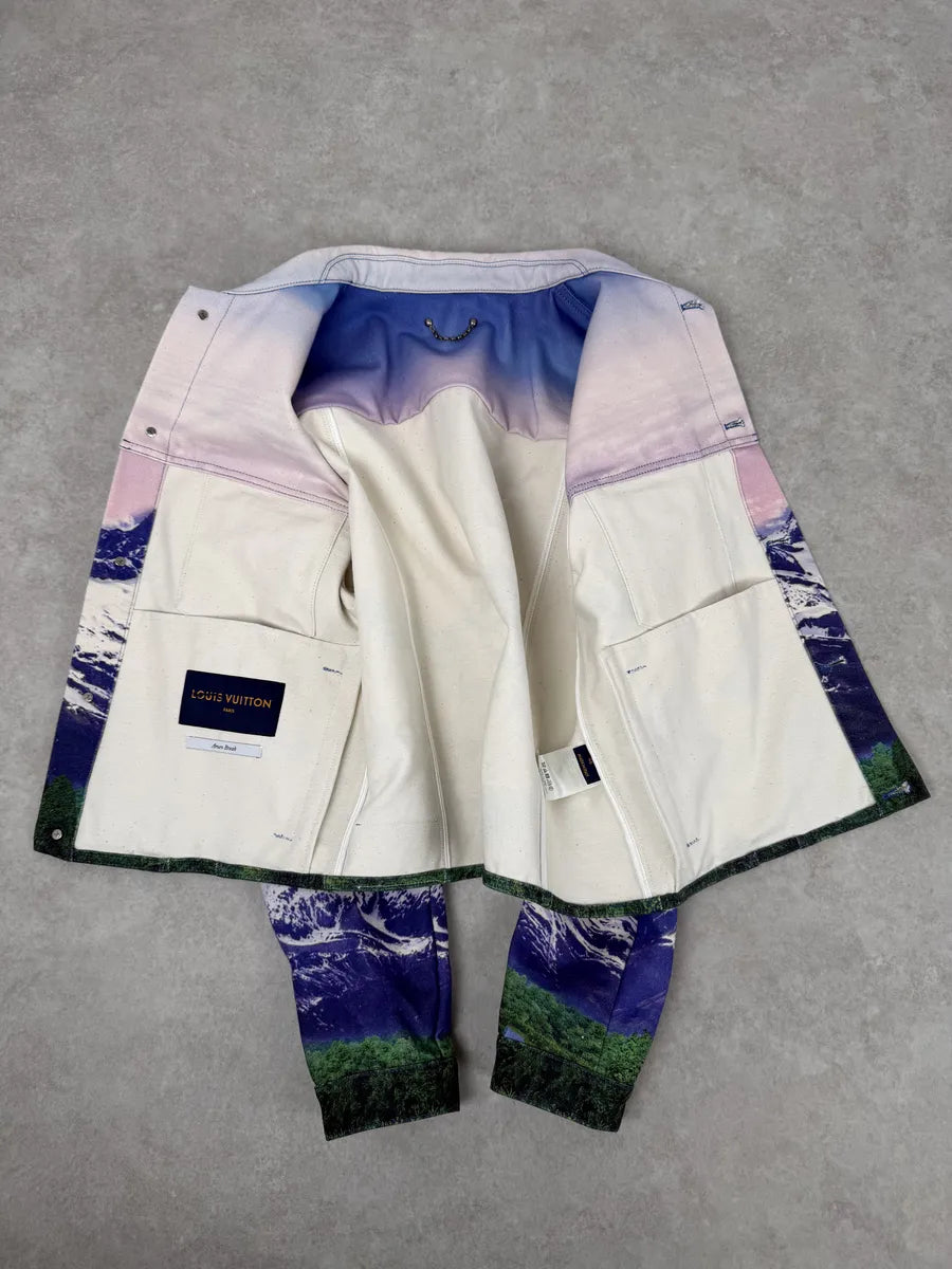 SS2022 Louis Vuitton Purple Mountain Landscape Buttoned Jacket lYOrNoA 5