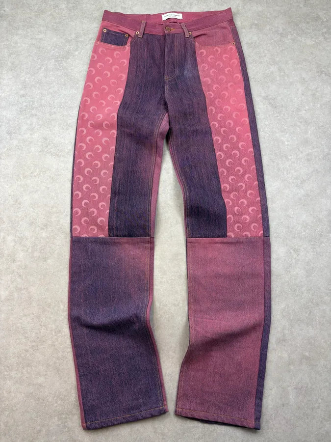 SS2022 Marine Serre Pink & Purple Regen Patchwork Jeans  UPaIODT 0
