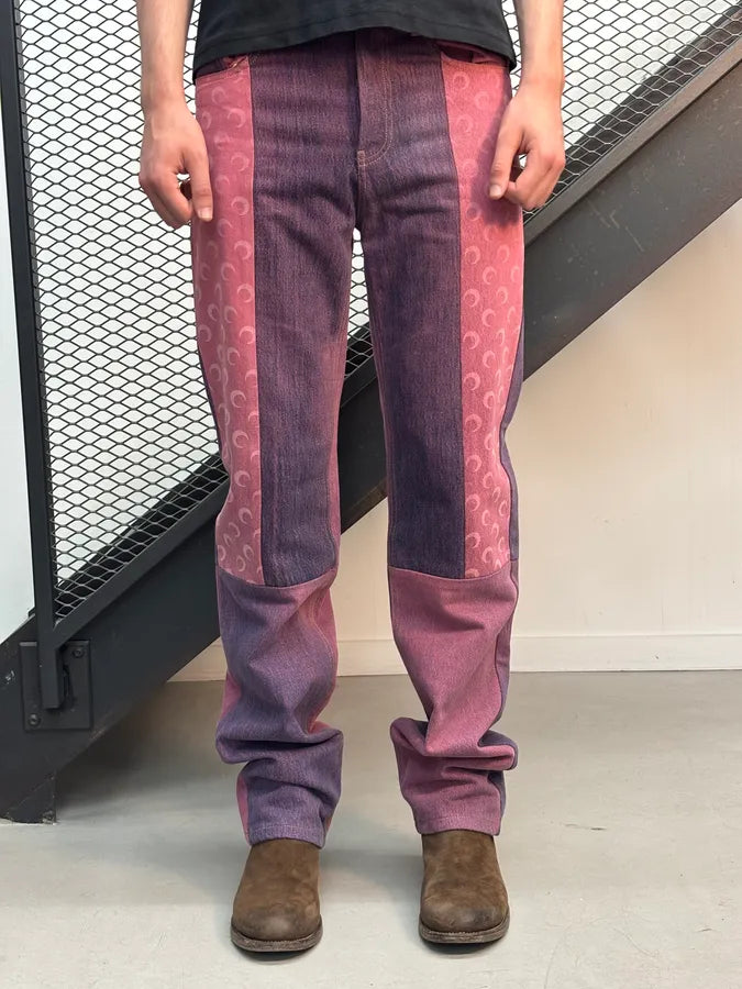 SS2022 Marine Serre Pink & Purple Regen Patchwork Jeans  UPaIODT 1