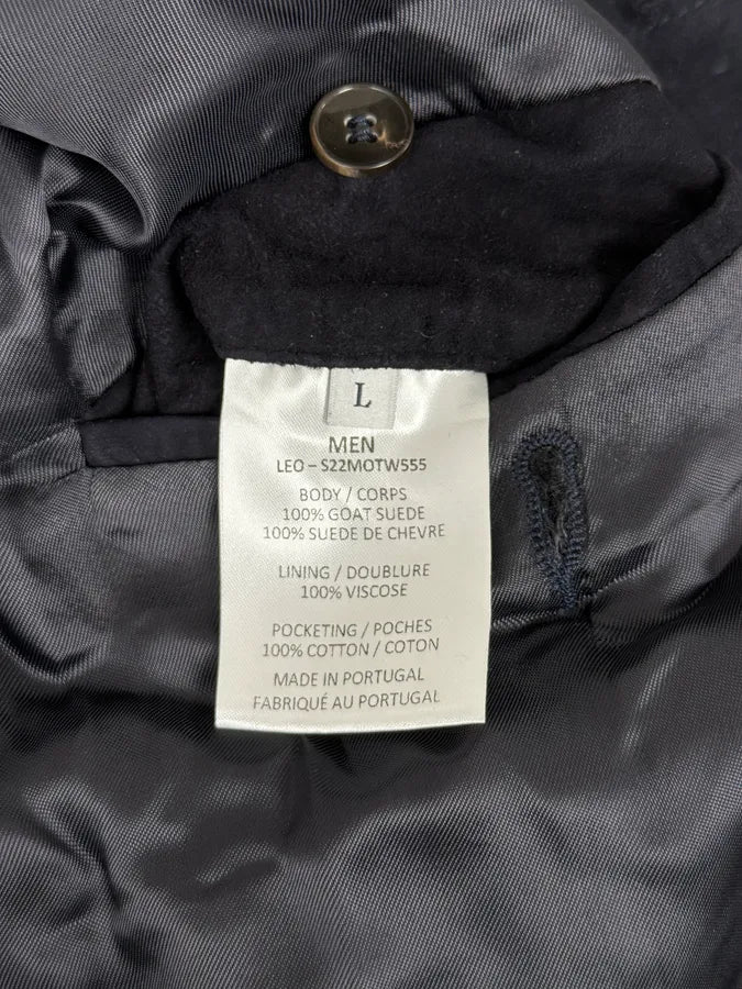SS2022 Officine Generale Navy Suede Leather Buttoned Classy Jacket tbiyrzc 11