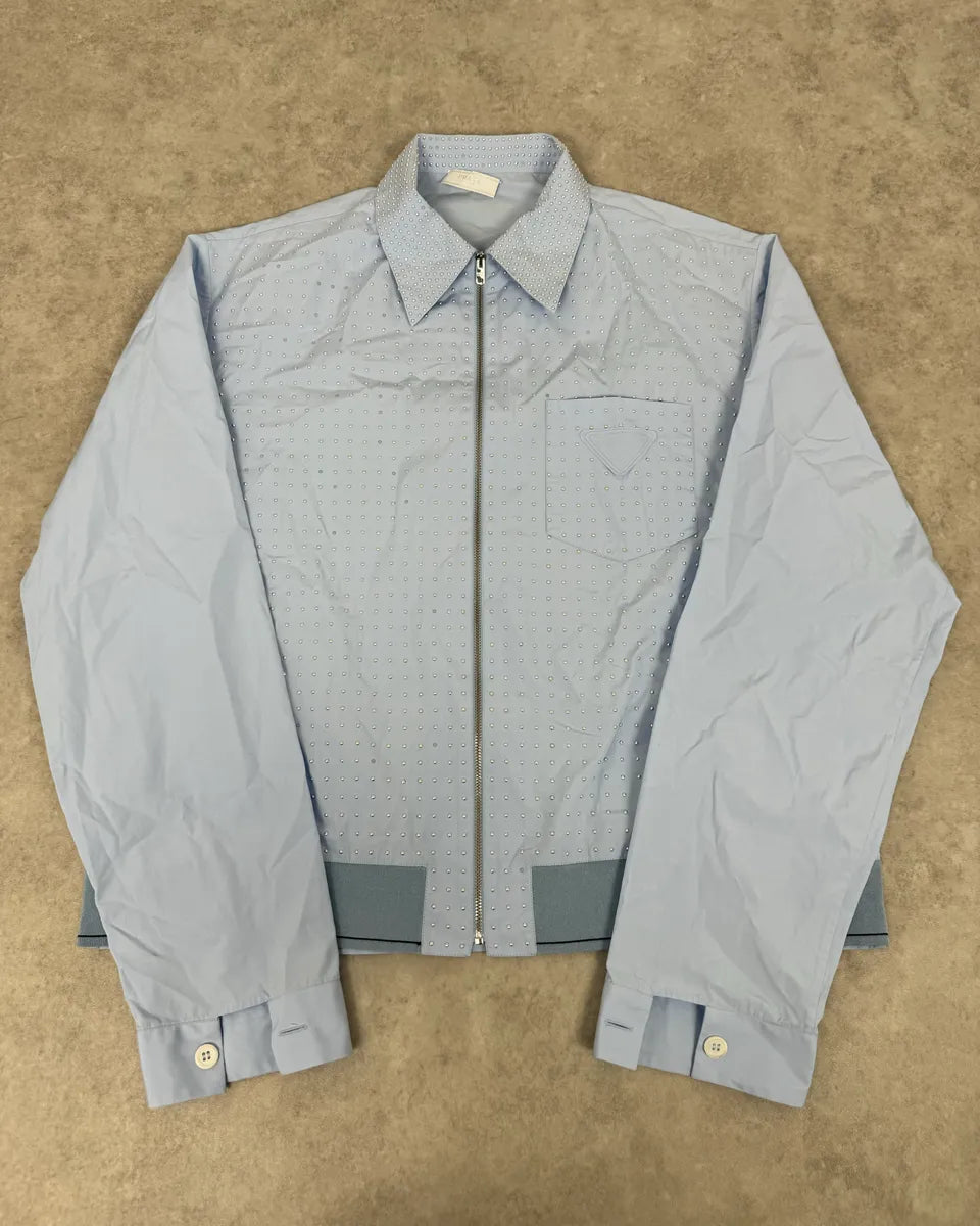 SS2022 Prada Baby Blue Signature Studded Jacket ssDWDef 0