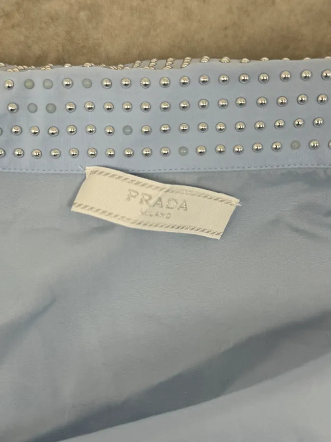 SS2022 Prada Baby Blue Signature Studded Jacket ssDWDef 10
