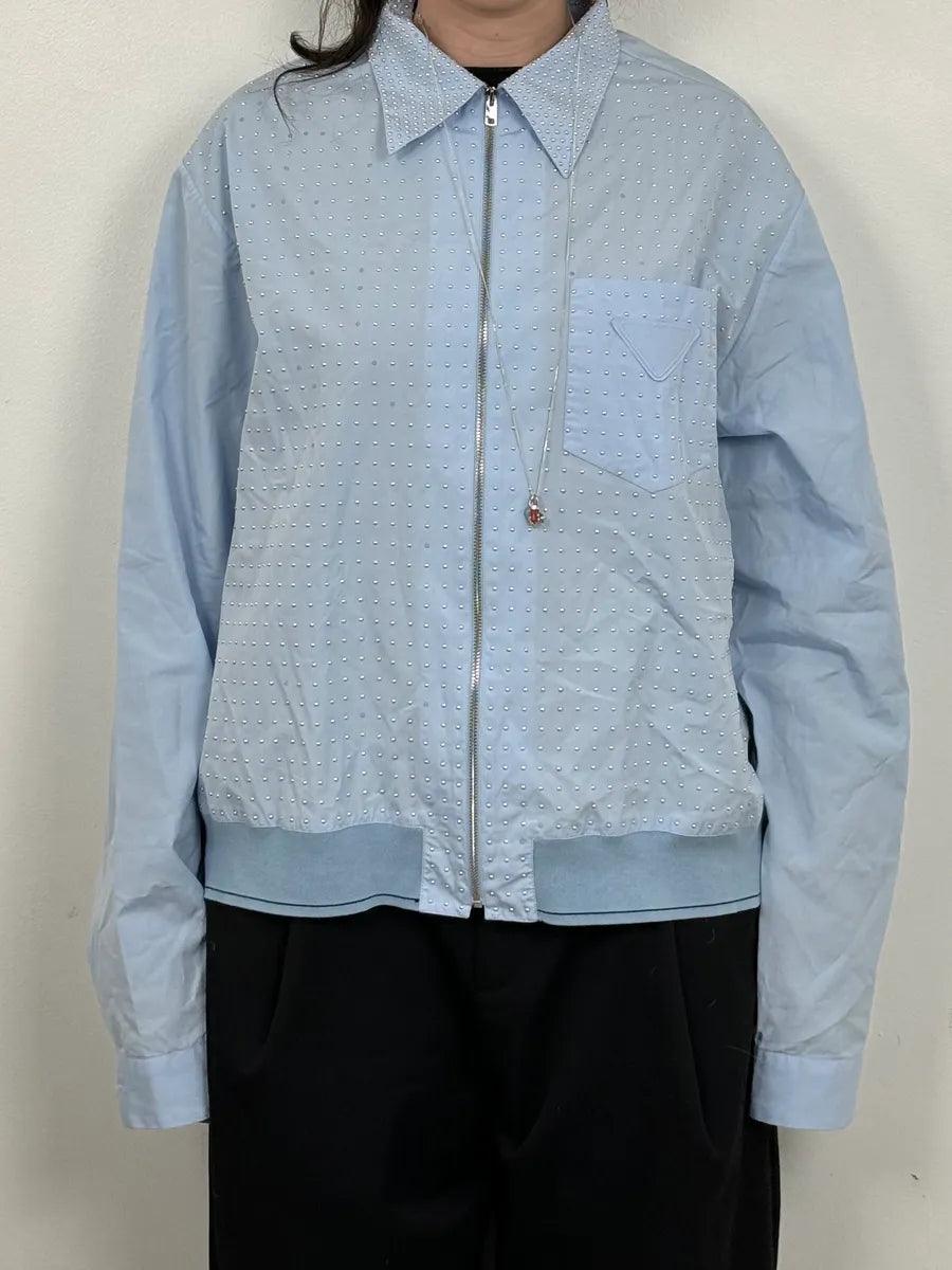 SS2022 Prada Baby Blue Signature Studded Jacket ssDWDef 2