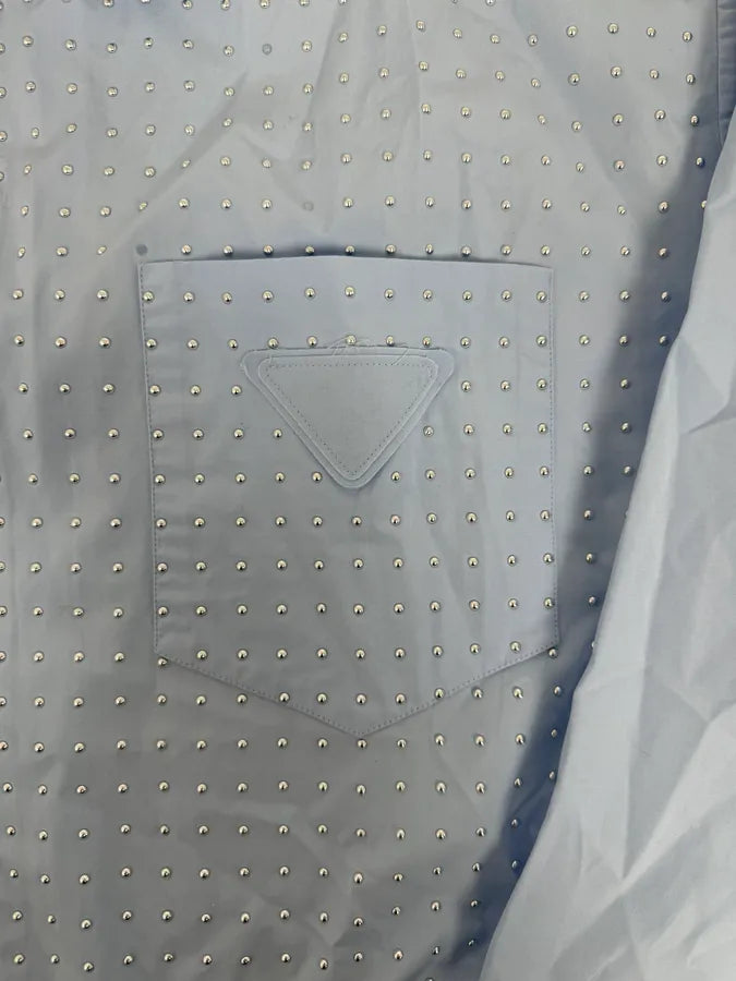 SS2022 Prada Baby Blue Signature Studded Jacket ssDWDef 5