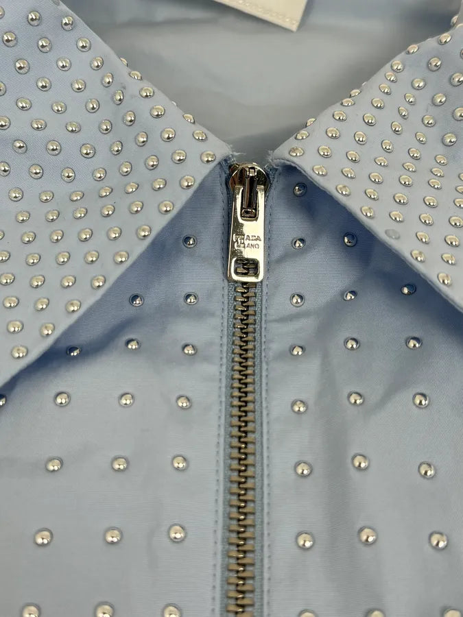 SS2022 Prada Baby Blue Signature Studded Jacket ssDWDef 7