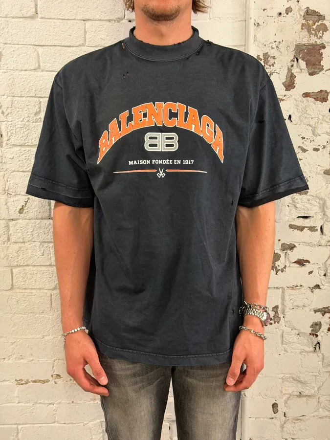 SS2023 Balenciaga Dark Navy Oversized Propaganda T-Shirt TKjYatU 1