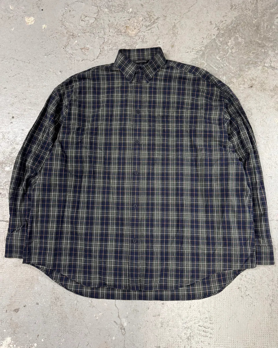 SS2023 Balenciaga Oversized Green Tartan Shirt (XL) 0