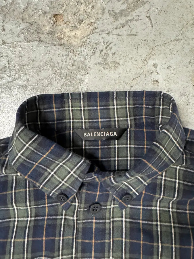 SS2023 Balenciaga Oversized Green Tartan Shirt (XL) 1