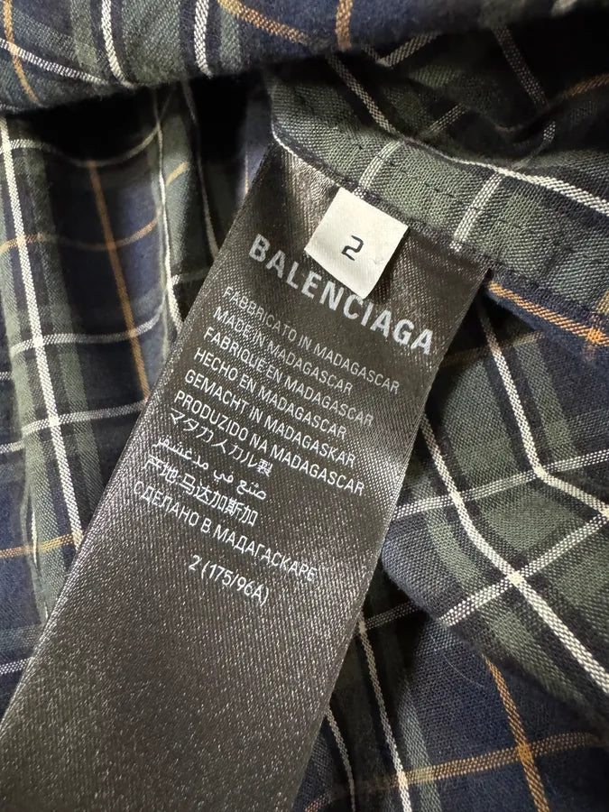 SS2023 Balenciaga Oversized Green Tartan Shirt (XL) 4