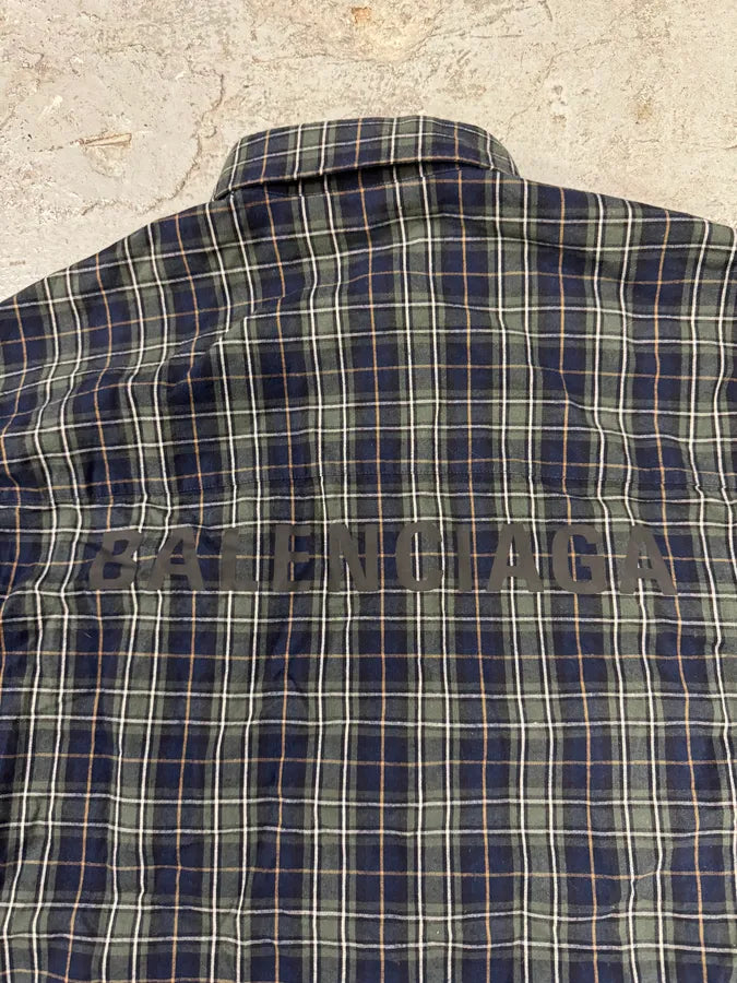 SS2023 Balenciaga Oversized Green Tartan Shirt (XL) 5