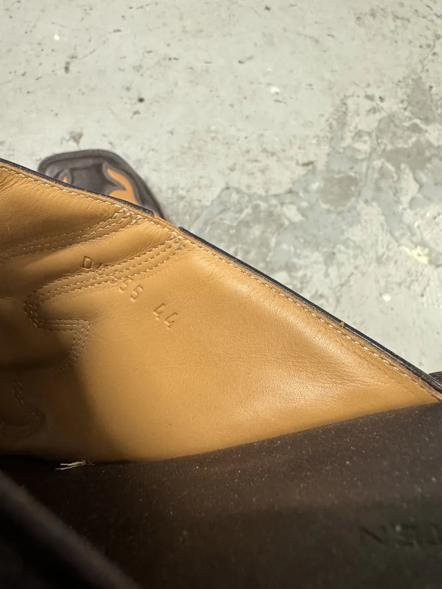 SS2023 Dries Van Noten Black & Brown Cowboy Leather Slippers YPutmzP 6