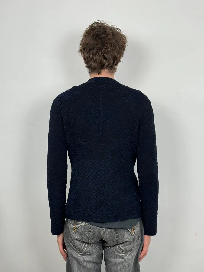 SS2023 Emporio Armani Asymmetrical Navy Textured Jacket eykFKsa 2