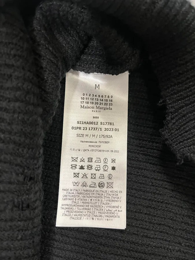 SS2023 Maison Margiela Distressed V Neck Black Sweater AfWBkxS 7