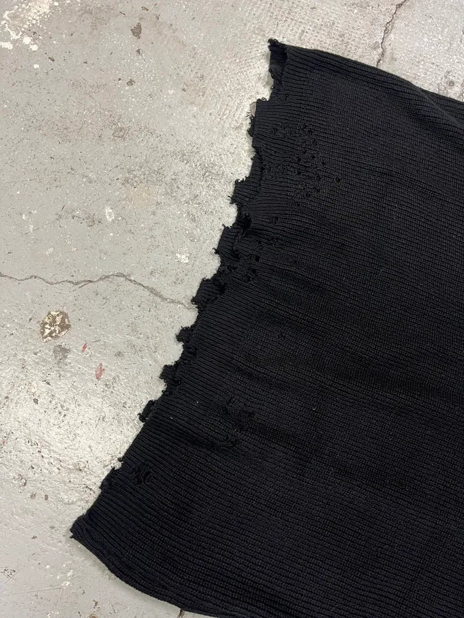SS2023 Maison Margiela Distressed V Neck Black Sweater AfWBkxS 8