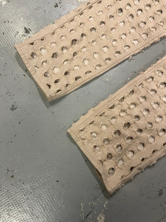 SS2023 Maison Margiela Holes Destroyed Beige Denim Jeans LljRunm 5