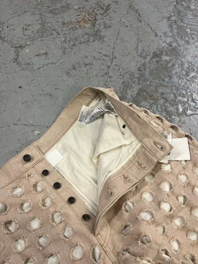 SS2023 Maison Margiela Holes Destroyed Beige Denim Jeans LljRunm 8