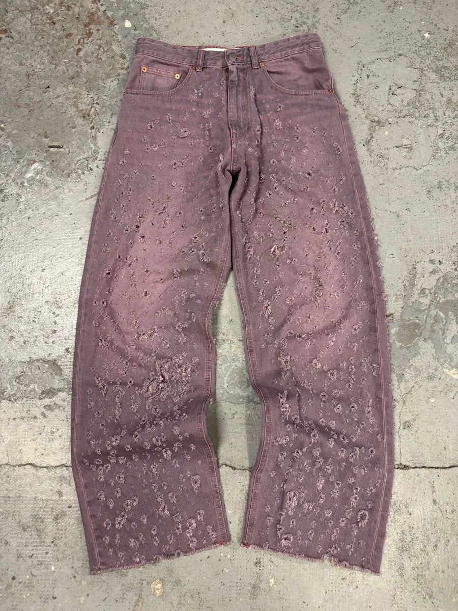 SS2023 Maison Margiela Pink Distressed Holes Jeans xAQrIQB 0