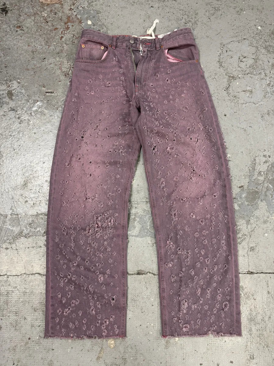 SS2023 Maison Margiela Pink Distressed Holes Jeans xAQrIQB 5