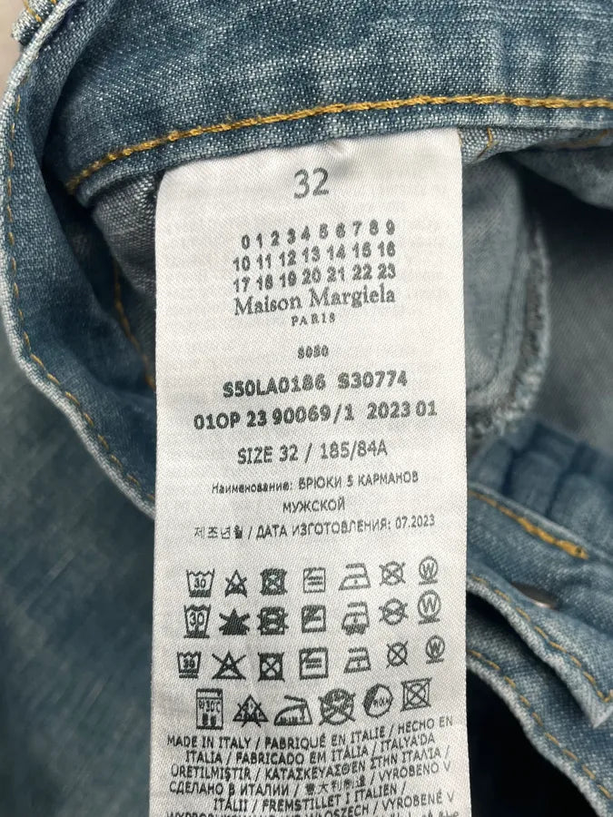 SS2023 Maison Martin Margiela Light Blue Faded Large Denim Jeans CypKXdE 10