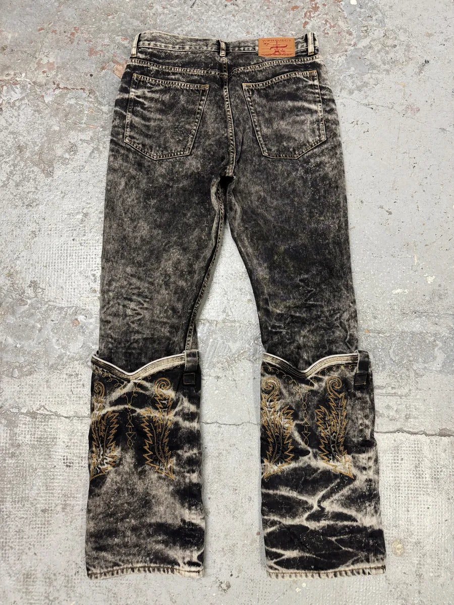 SS2023 Y/Project Black Acid Grey Wash Cowboy Astro Cavalier Jeans USejtWt 1