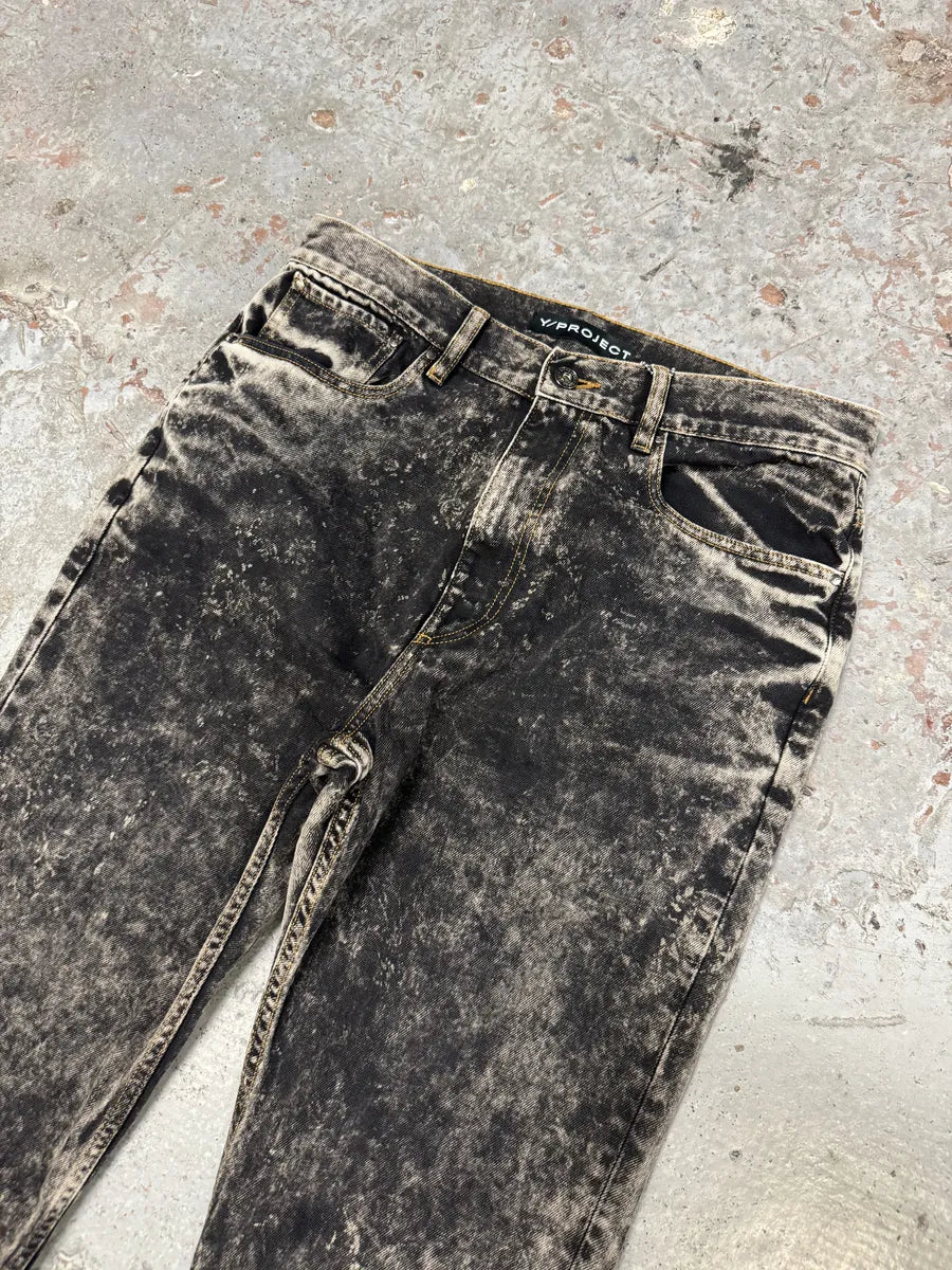 SS2023 Y/Project Black Acid Grey Wash Cowboy Astro Cavalier Jeans USejtWt 10
