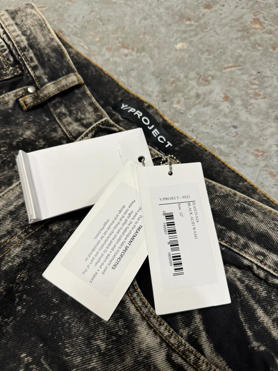 SS2023 Y/Project Black Acid Grey Wash Cowboy Astro Cavalier Jeans USejtWt 12