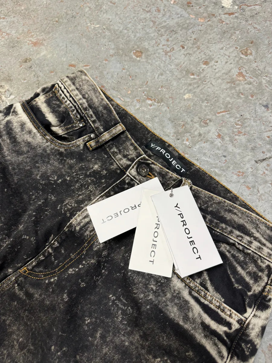 SS2023 Y/Project Black Acid Grey Wash Cowboy Astro Cavalier Jeans USejtWt 13