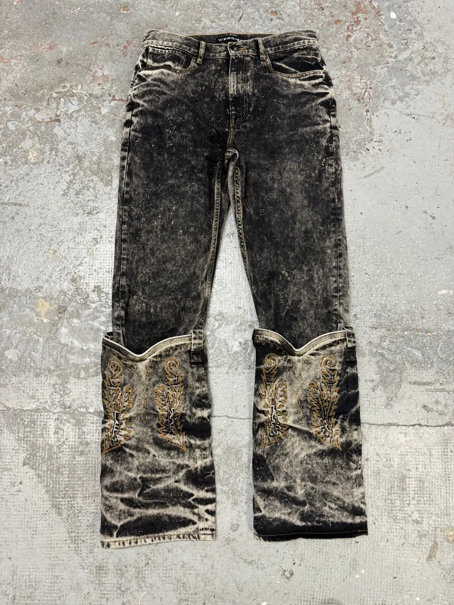 SS2023 Y/Project Black Acid Grey Wash Cowboy Astro Cavalier Jeans USejtWt 2