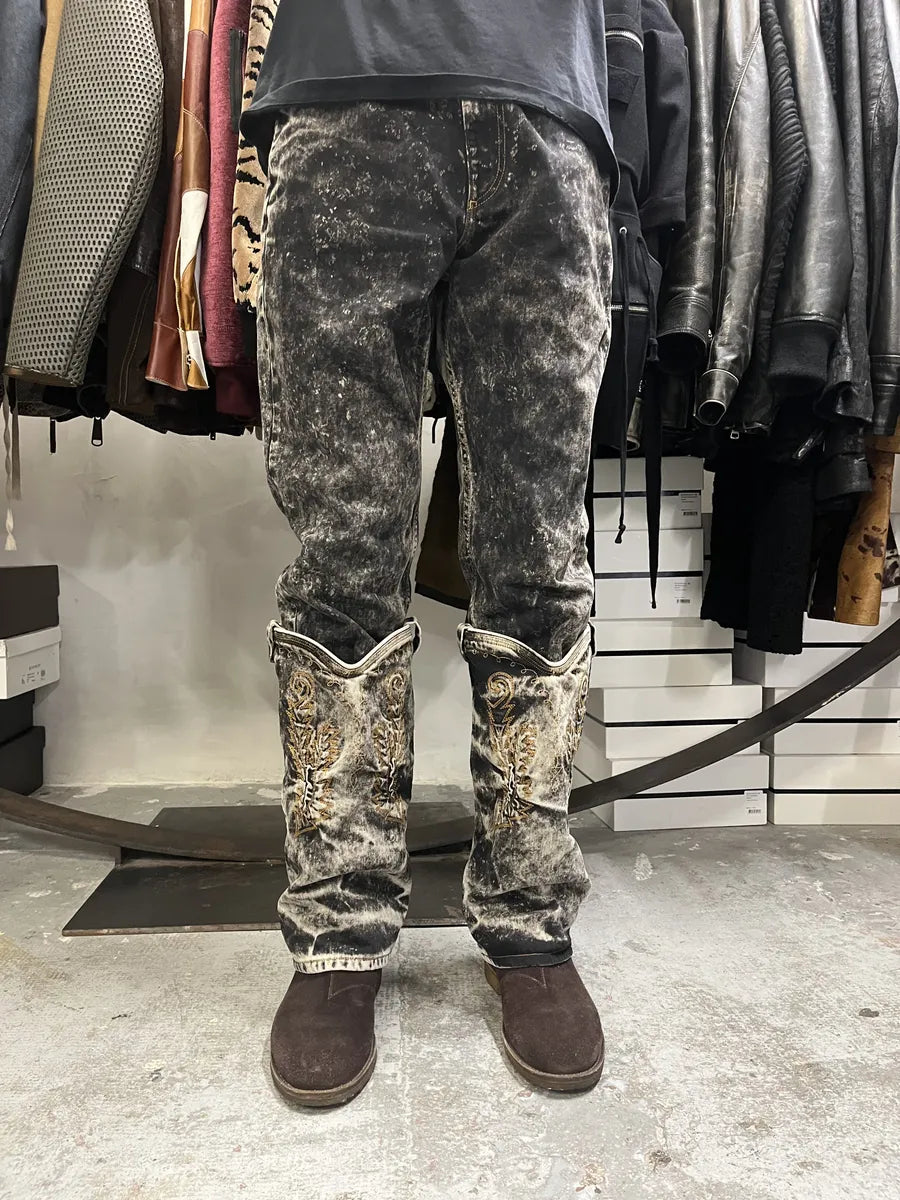 SS2023 Y/Project Black Acid Grey Wash Cowboy Astro Cavalier Jeans USejtWt 3