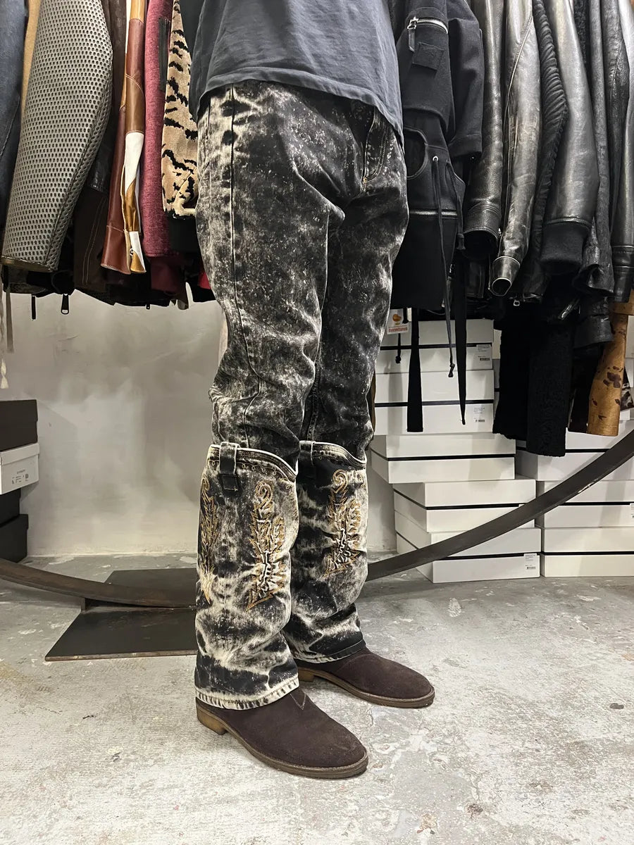 SS2023 Y/Project Black Acid Grey Wash Cowboy Astro Cavalier Jeans USejtWt 4