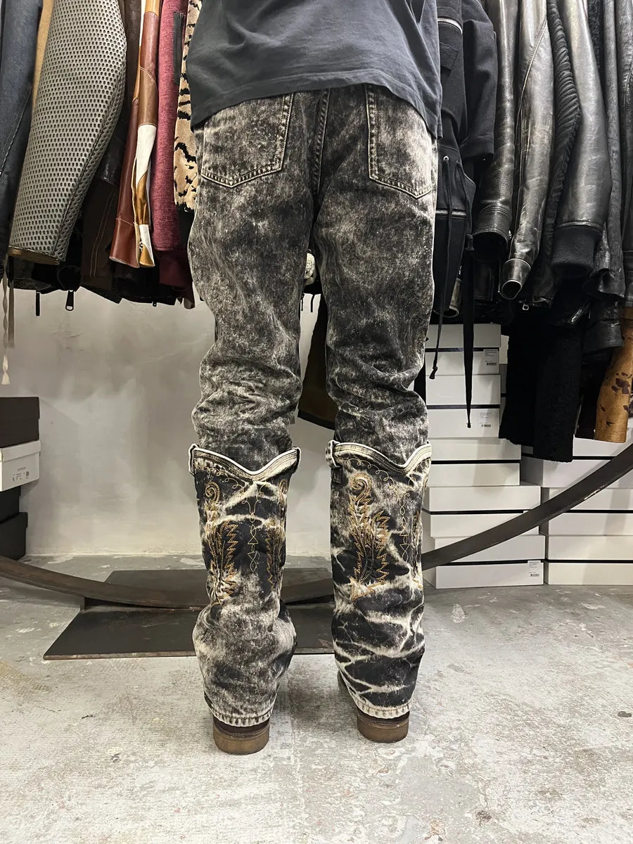 SS2023 Y/Project Black Acid Grey Wash Cowboy Astro Cavalier Jeans USejtWt 5