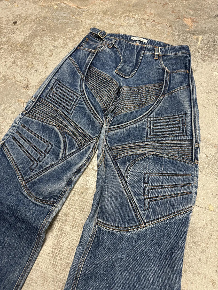 SS2024 Acne studios Blue Biker Piker Denim Jeans (M) uHMxFhg 5