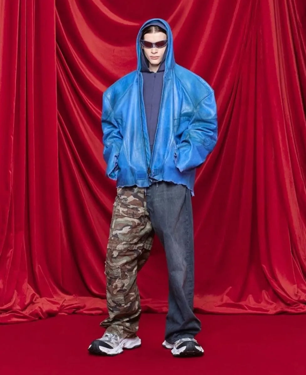 SS2024 Balenciaga Futuristic Armor Blue Leather Jacket MpNWeXC 1