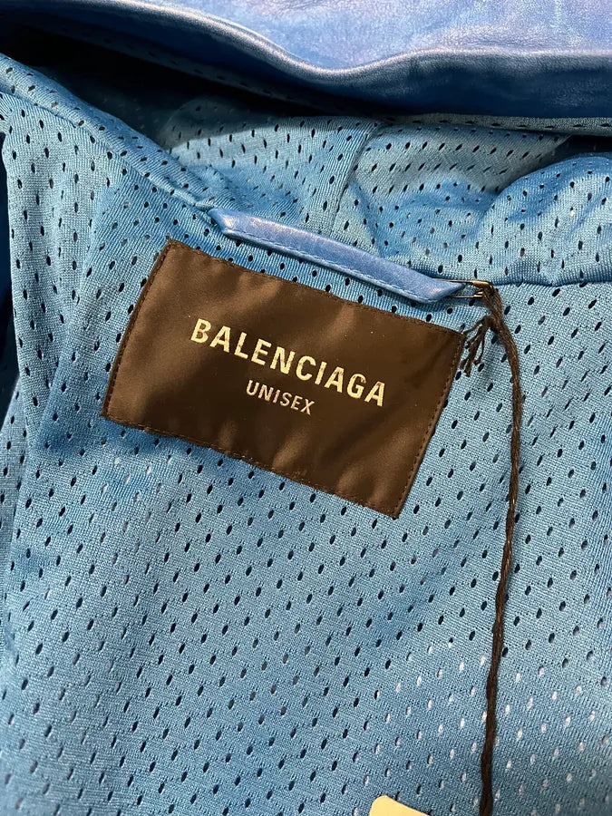SS2024 Balenciaga Futuristic Armor Blue Leather Jacket MpNWeXC 12
