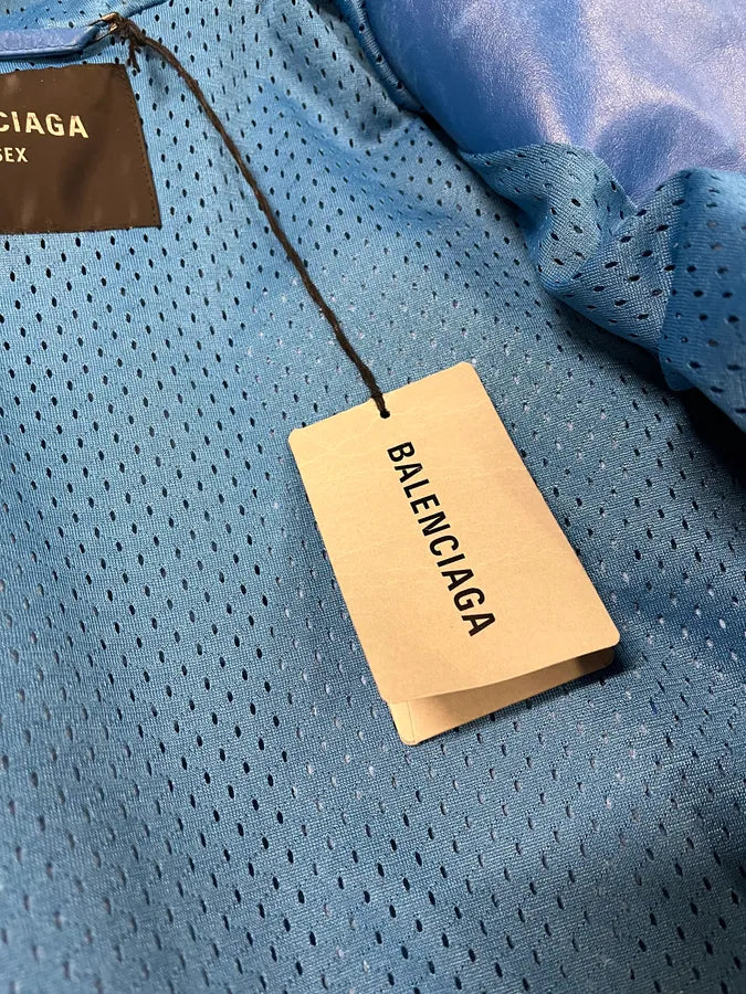 SS2024 Balenciaga Futuristic Armor Blue Leather Jacket MpNWeXC 13