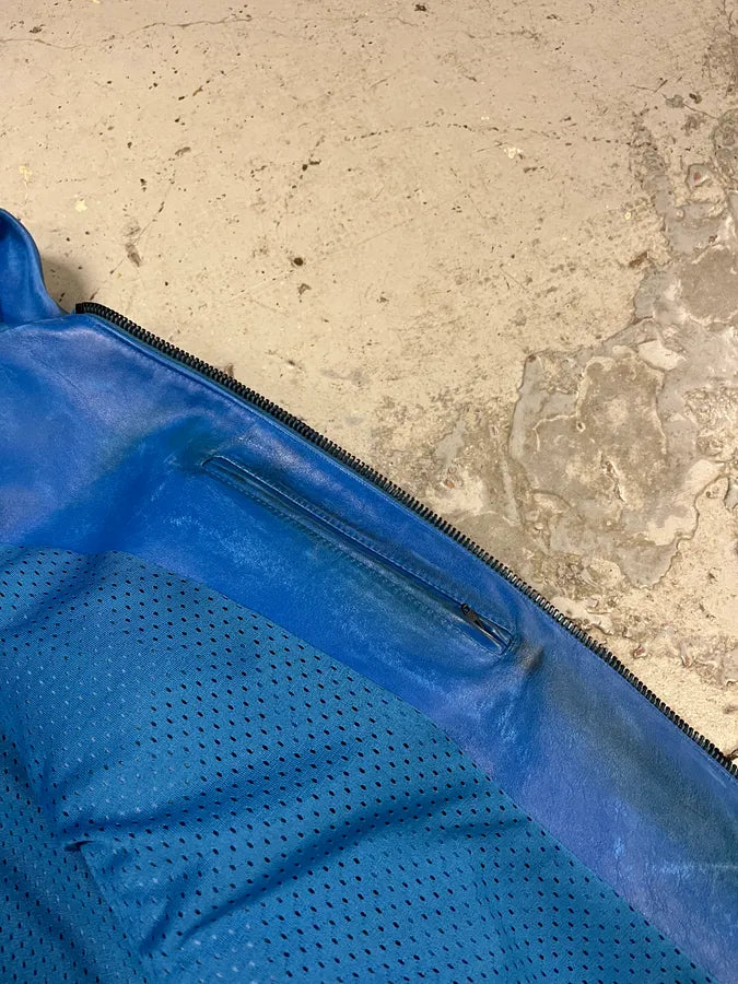 SS2024 Balenciaga Futuristic Armor Blue Leather Jacket MpNWeXC 16