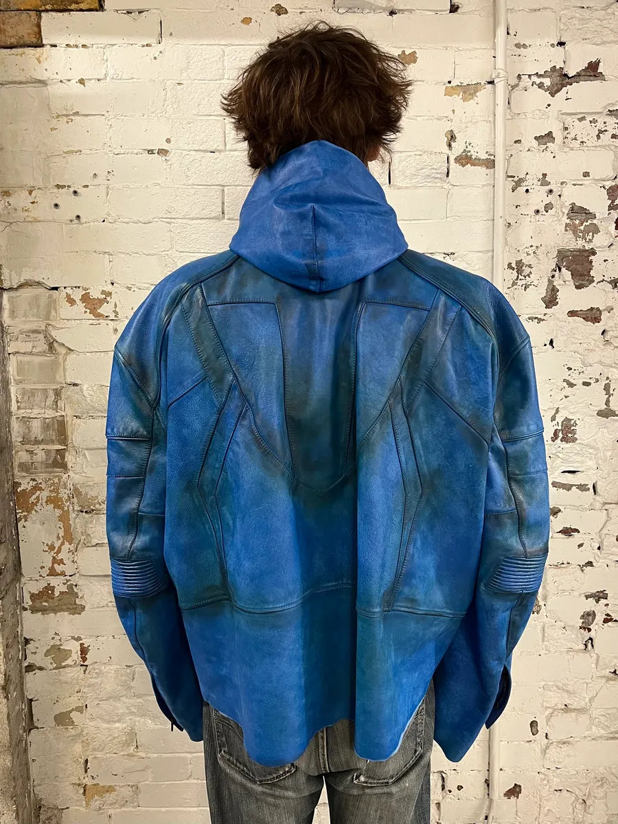 SS2024 Balenciaga Futuristic Armor Blue Leather Jacket MpNWeXC 3