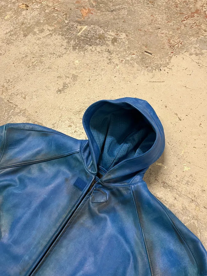 SS2024 Balenciaga Futuristic Armor Blue Leather Jacket MpNWeXC 5