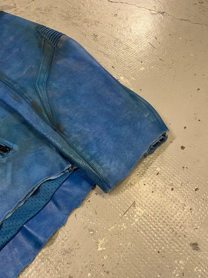 SS2024 Balenciaga Futuristic Armor Blue Leather Jacket MpNWeXC 6