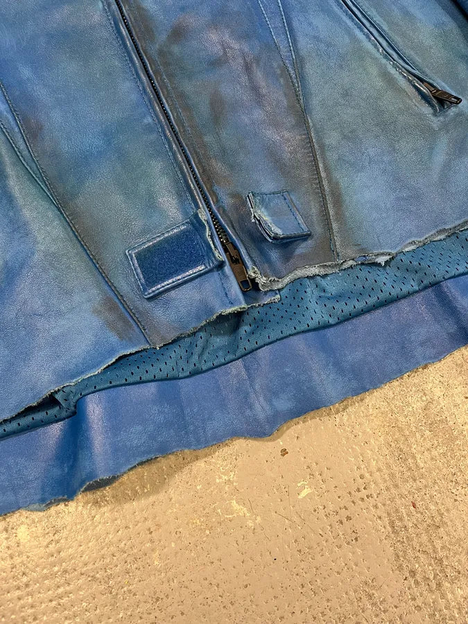 SS2024 Balenciaga Futuristic Armor Blue Leather Jacket MpNWeXC 7