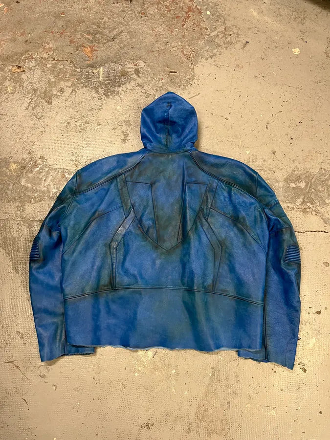 SS2024 Balenciaga Futuristic Armor Blue Leather Jacket MpNWeXC 8