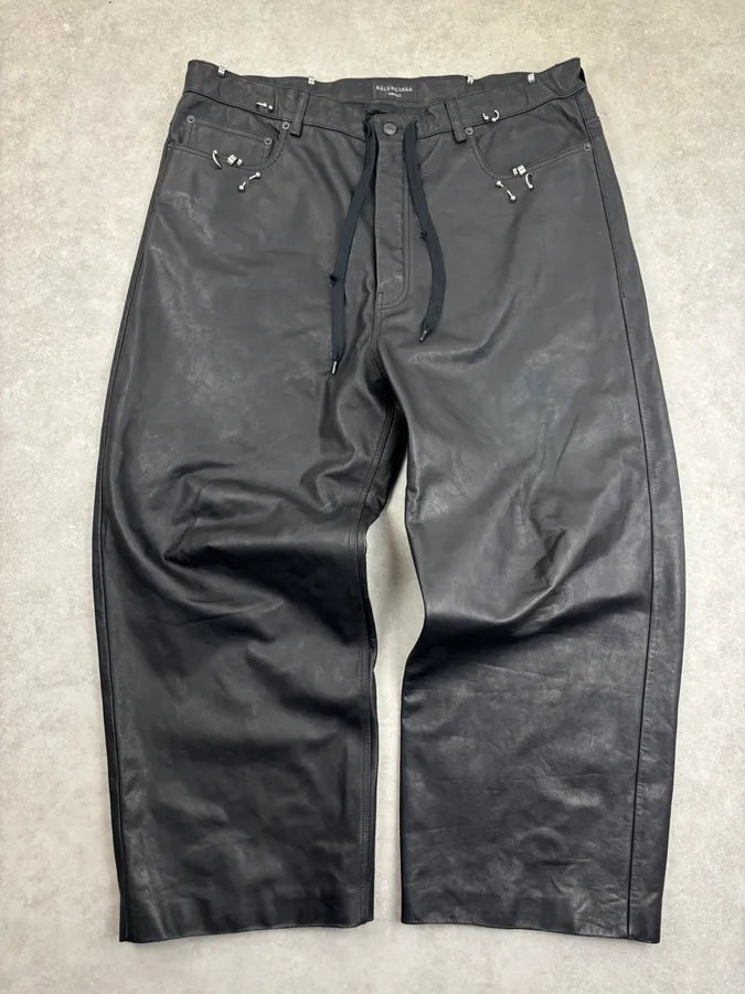 SS2024 Balenciaga Pierced Leather Oversized Pants swjlOnp 3