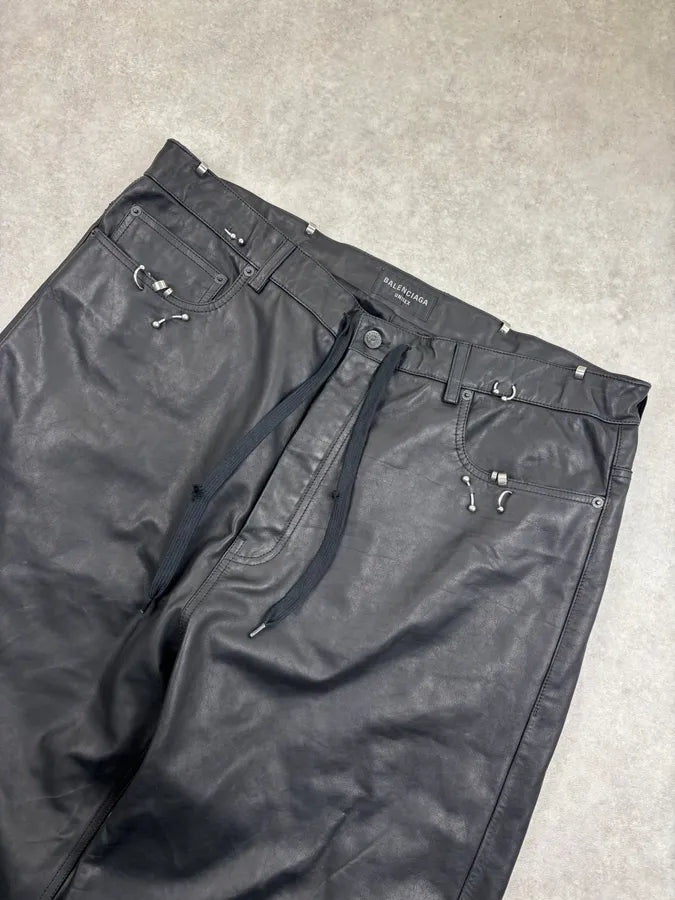 SS2024 Balenciaga Pierced Leather Oversized Pants swjlOnp 4