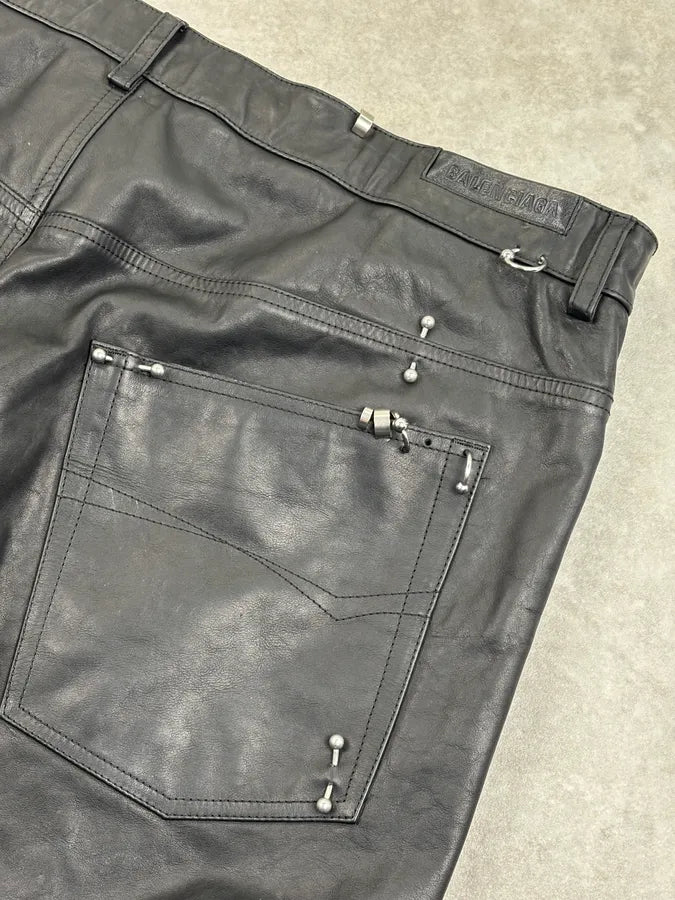 SS2024 Balenciaga Pierced Leather Oversized Pants swjlOnp 8