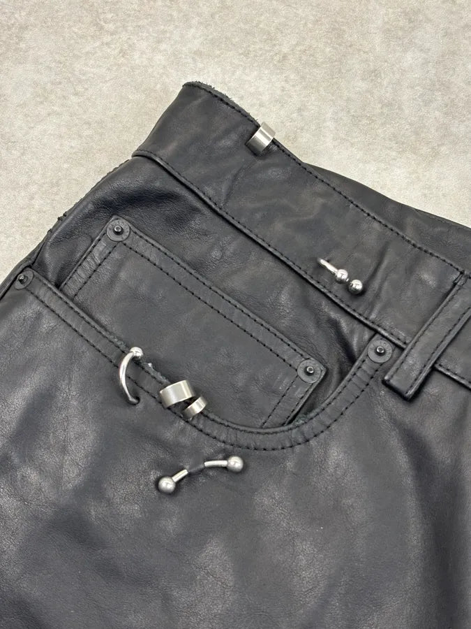 SS2024 Balenciaga Pierced Leather Oversized Pants swjlOnp 6