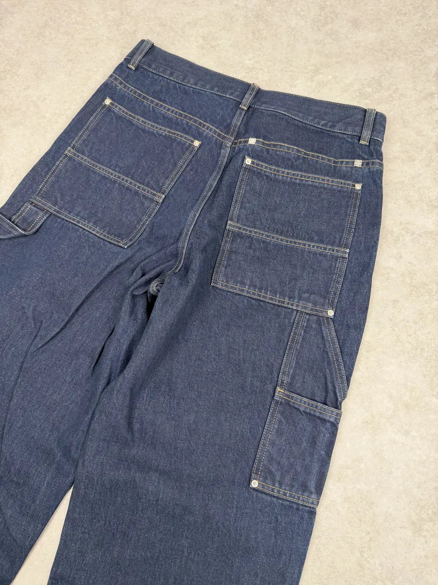SS2024 Givenchy 4G Cargo Denim Brut Carpenter Jeans kXGEeSF 6