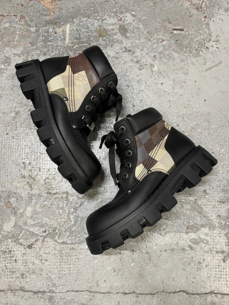 SS2024 Louis Vuitton Checker Combat Leather Boots ifqBDZz 3