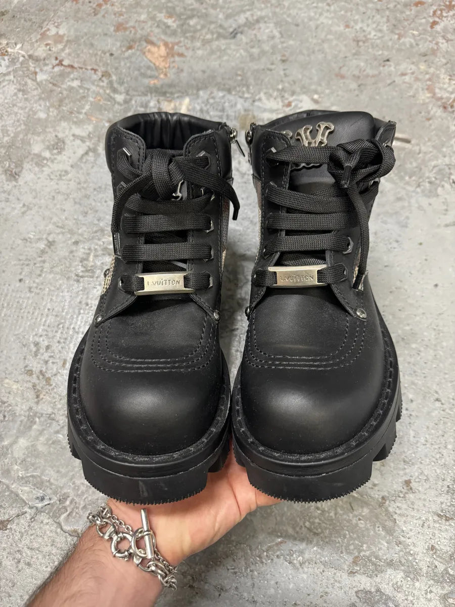 SS2024 Louis Vuitton Checker Combat Leather Boots ifqBDZz 9