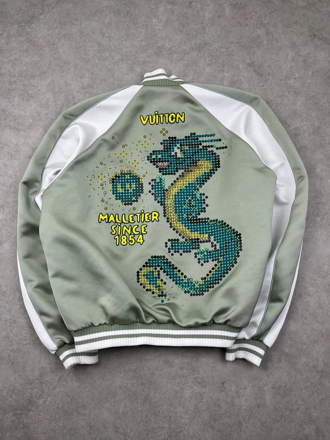 SS2024 Louis Vuitton Jade Green Dragon Light Varsity Jacket YKGmifn 5