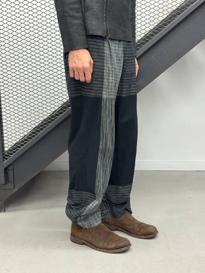 SS2025 Issey Miyake Grey & Black Kasuri Pants FhOIkdW 2